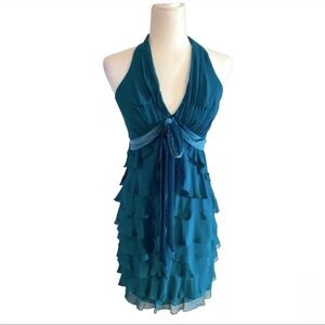Jovani Halter Cocktail Dress Teal
